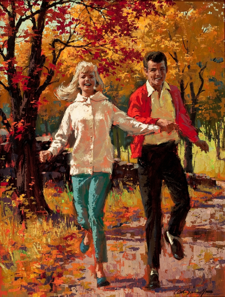 Couple In The Autumn Woods by Arthur Saron Sarnoff